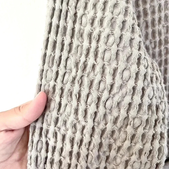 Monodoc LA Gray Hooded Waffle Knit Button Front Long Cardigan Jacket Size Medium - Picture 11 of 16